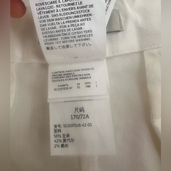 S’ MaxMara Studio Linen Modal Pants Trousers White Cream Size 8 - Picture 9 of 10